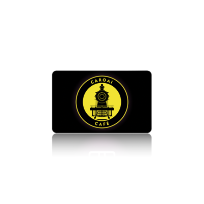 Gift Card de Caroai Café, consiste en logo sobre fondo negro