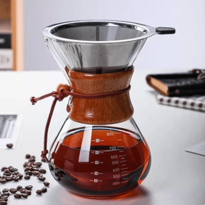 Pour over con filtro permanente.
